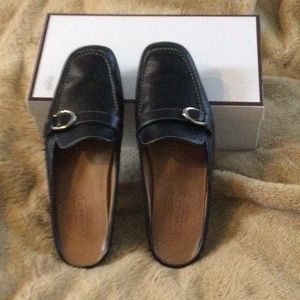 Coach black leather slip on